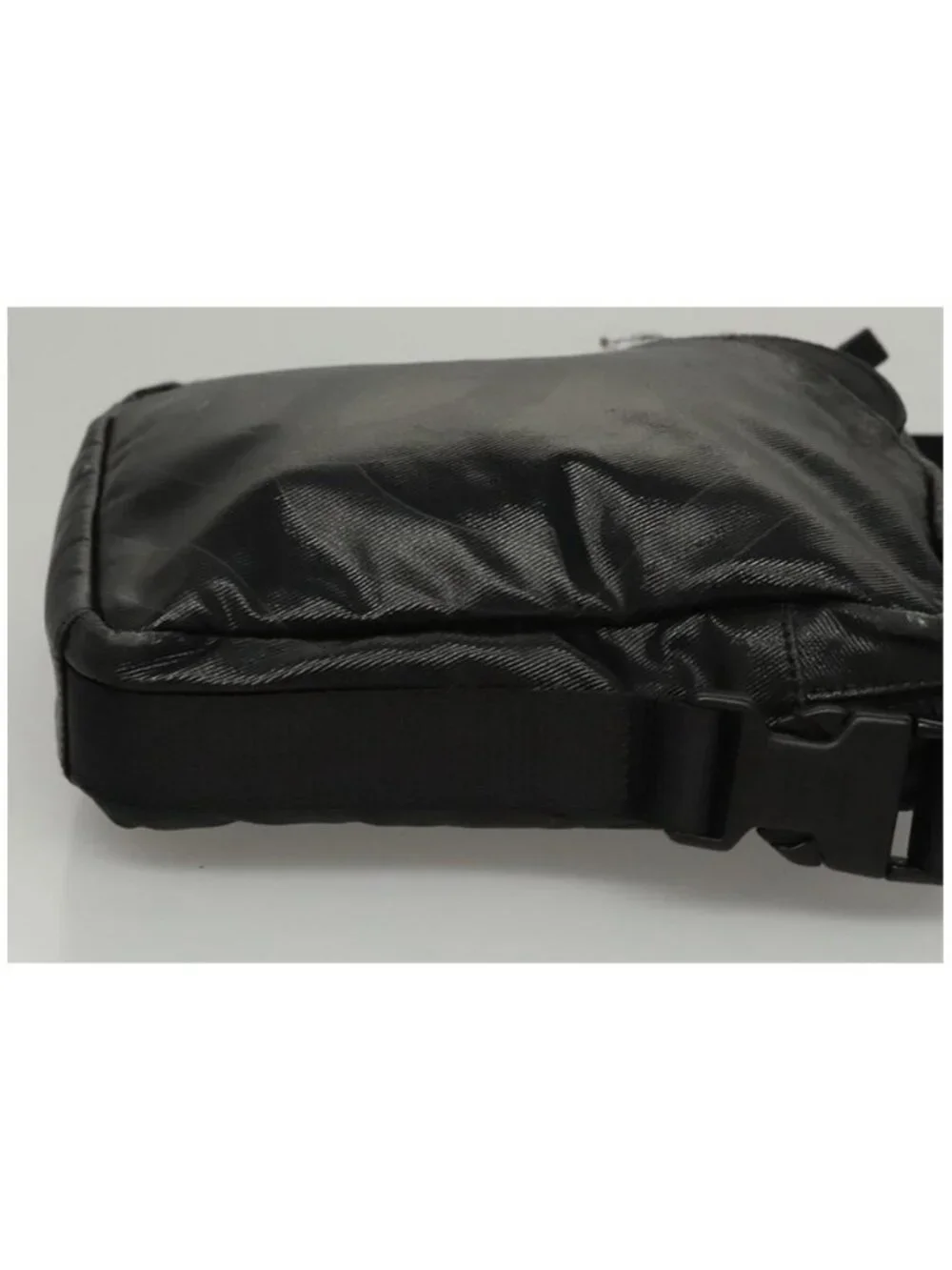 Authentic CHANEL Sports Shoulder Bag Coated Canvas Black CC